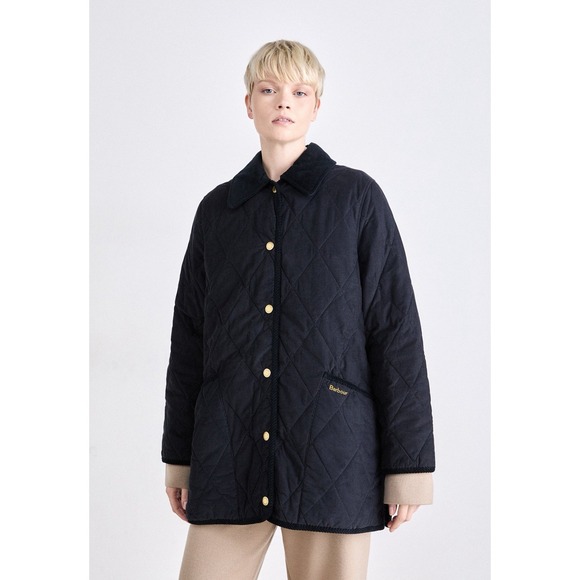 NWT Barbour Cornelia Quilt Jacket Womens US12/ UK16 Navy Blue Corduroy $370